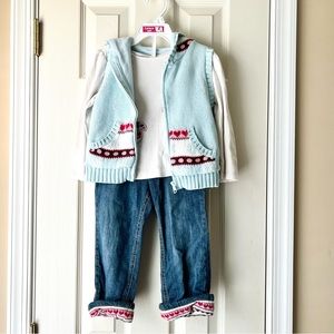 Fair Isle Sweater Vest Set 2T 3T - 3 PC SET!